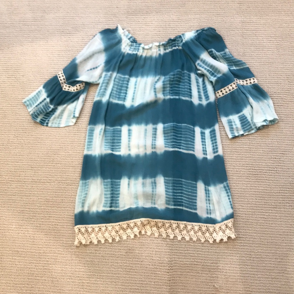 Blue Off the Shoulder Coverup Dress